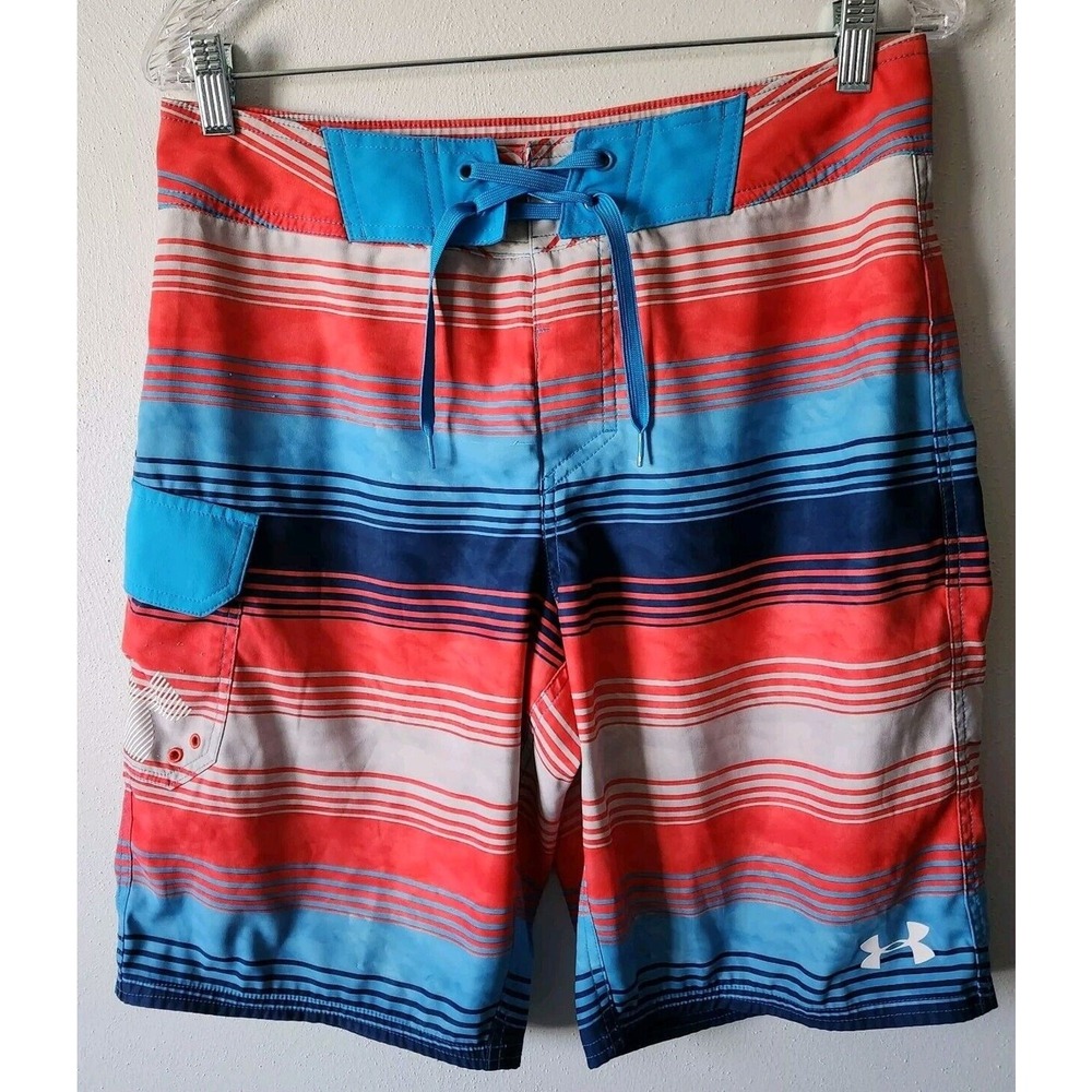 Under Armour Mens Size 30 Board Shorts Loose Heat Gear Multi‎ Colored Striped